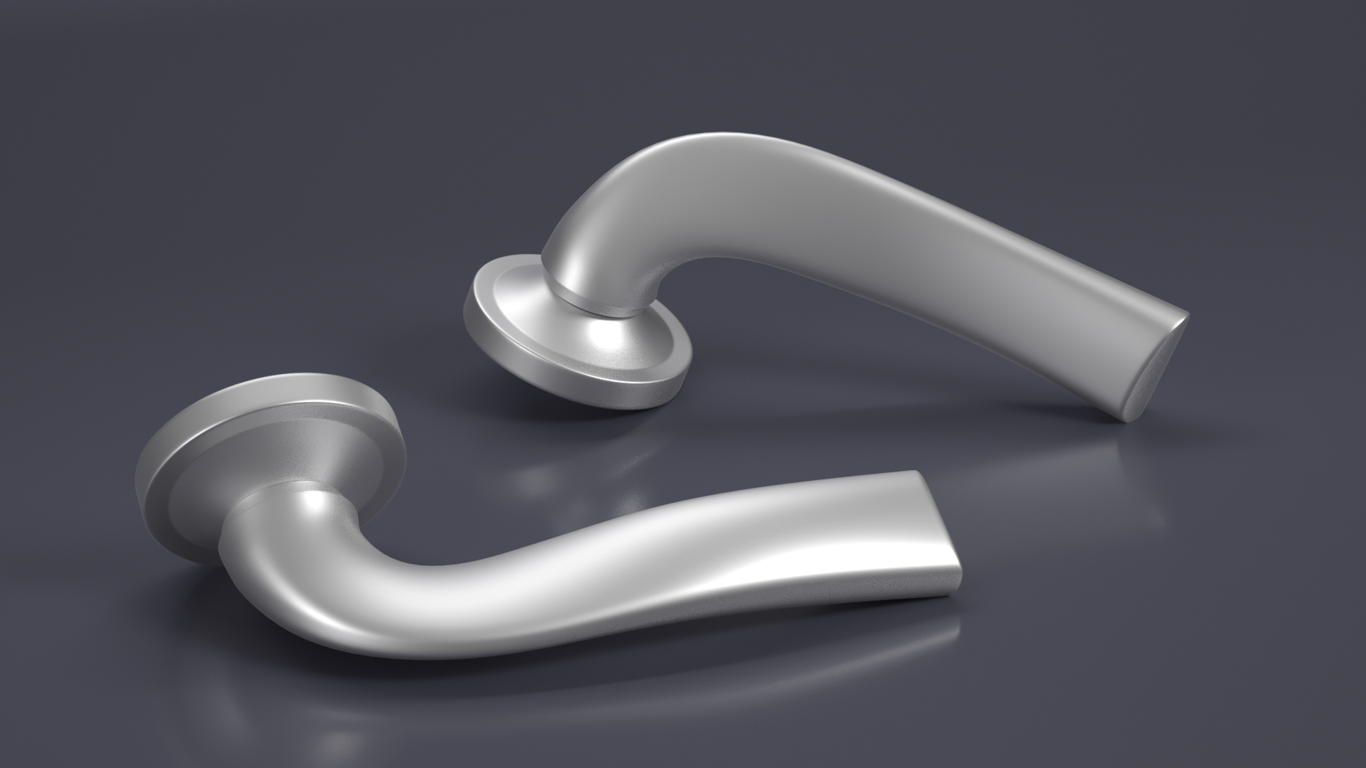 3D Door Handle Swivel Curved Metal