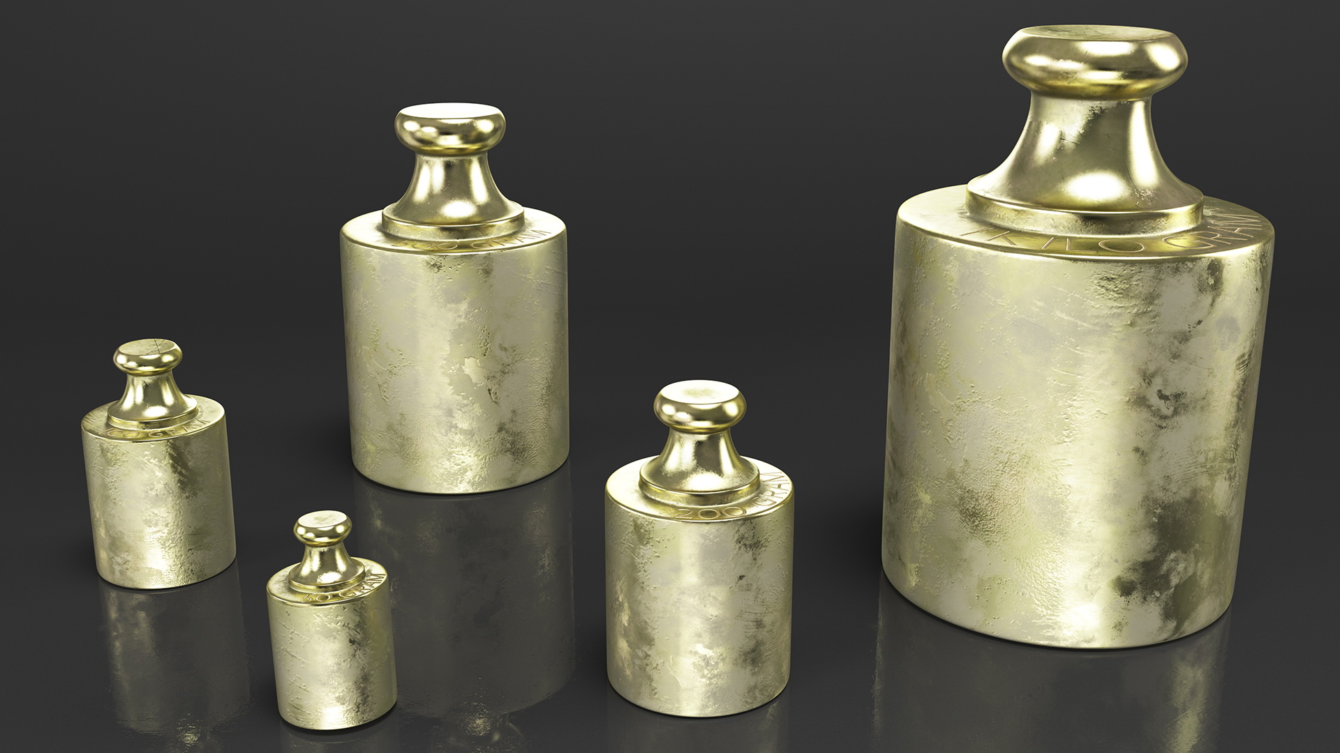 3D model Vintage Scale Weights Set