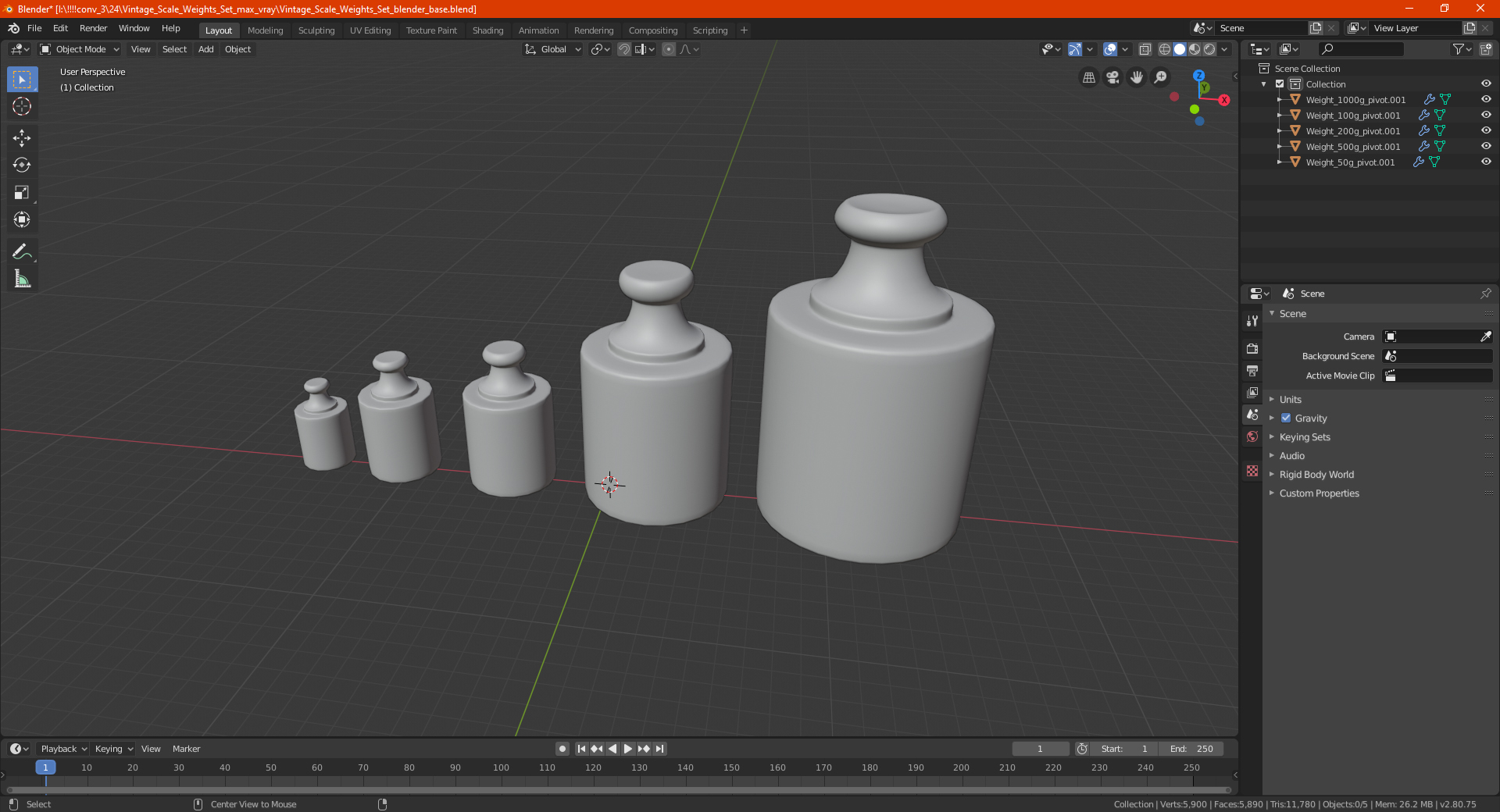 3D model Vintage Scale Weights Set