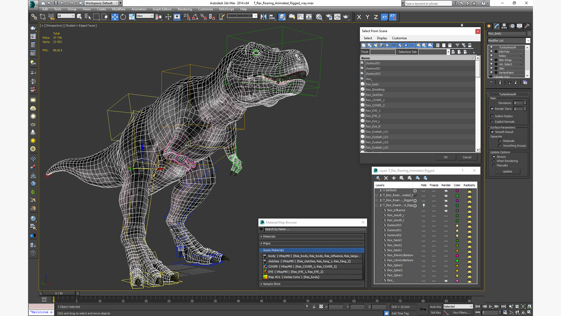 T Rex Roaring Animated Rigged 3D model