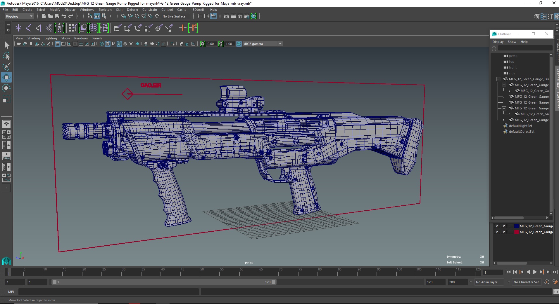MFG 12 Green Gauge Pump Rigged for Maya 3D model