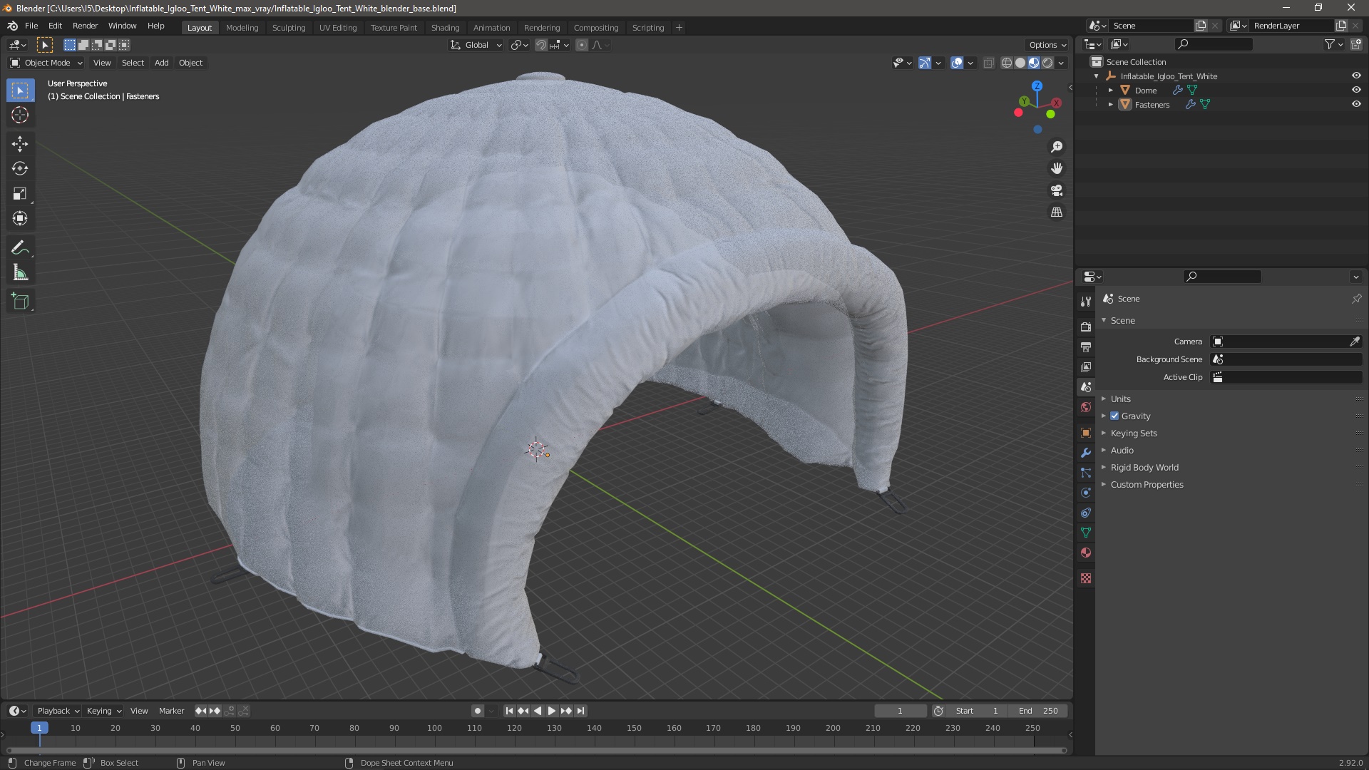 Inflatable Igloo Tent White 3D