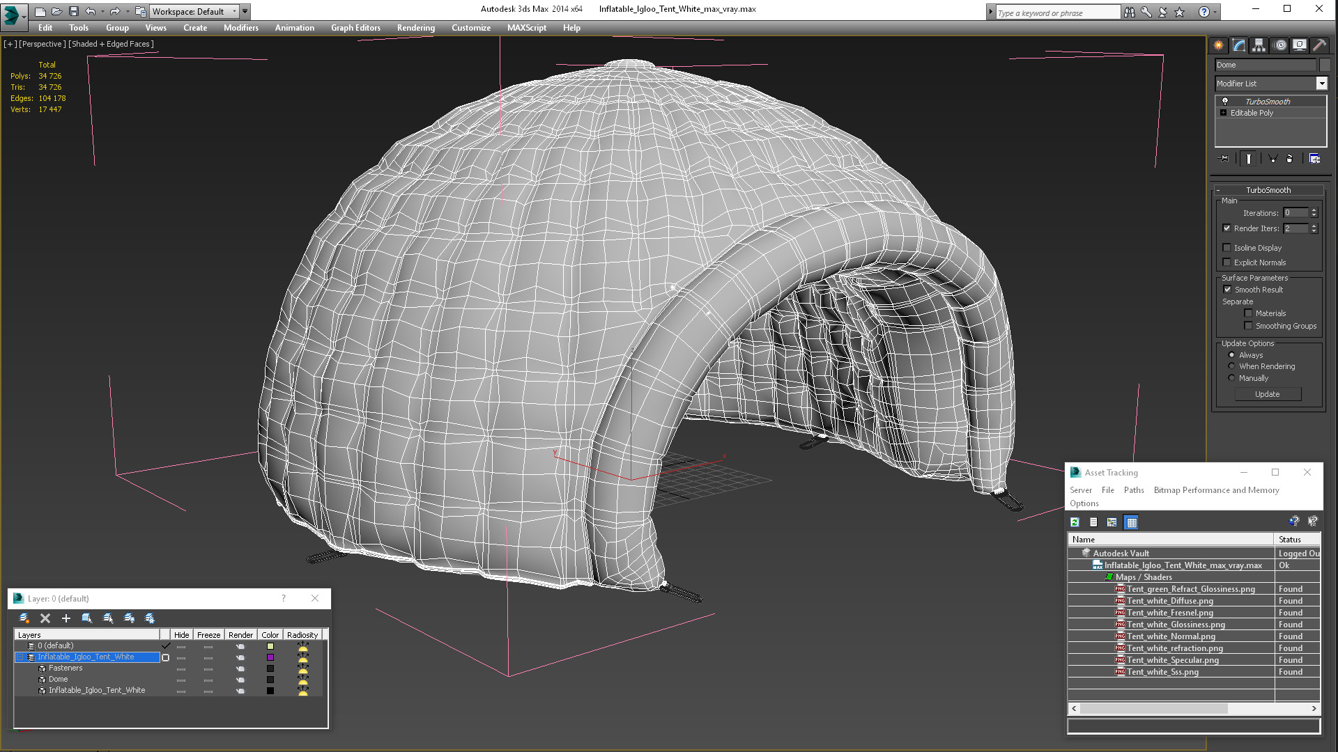 Inflatable Igloo Tent White 3D