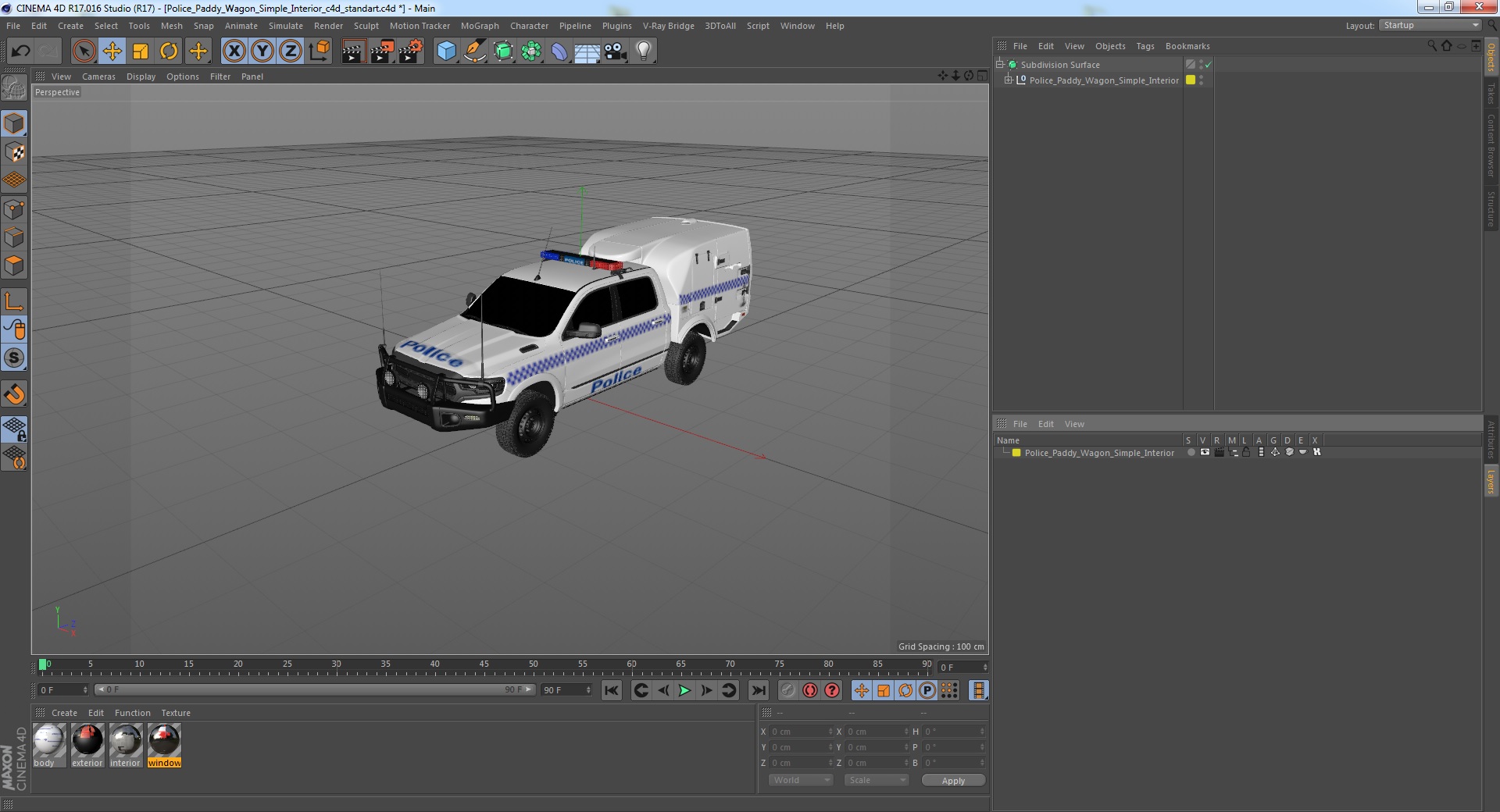 Police Paddy Wagon Simple Interior 3D model