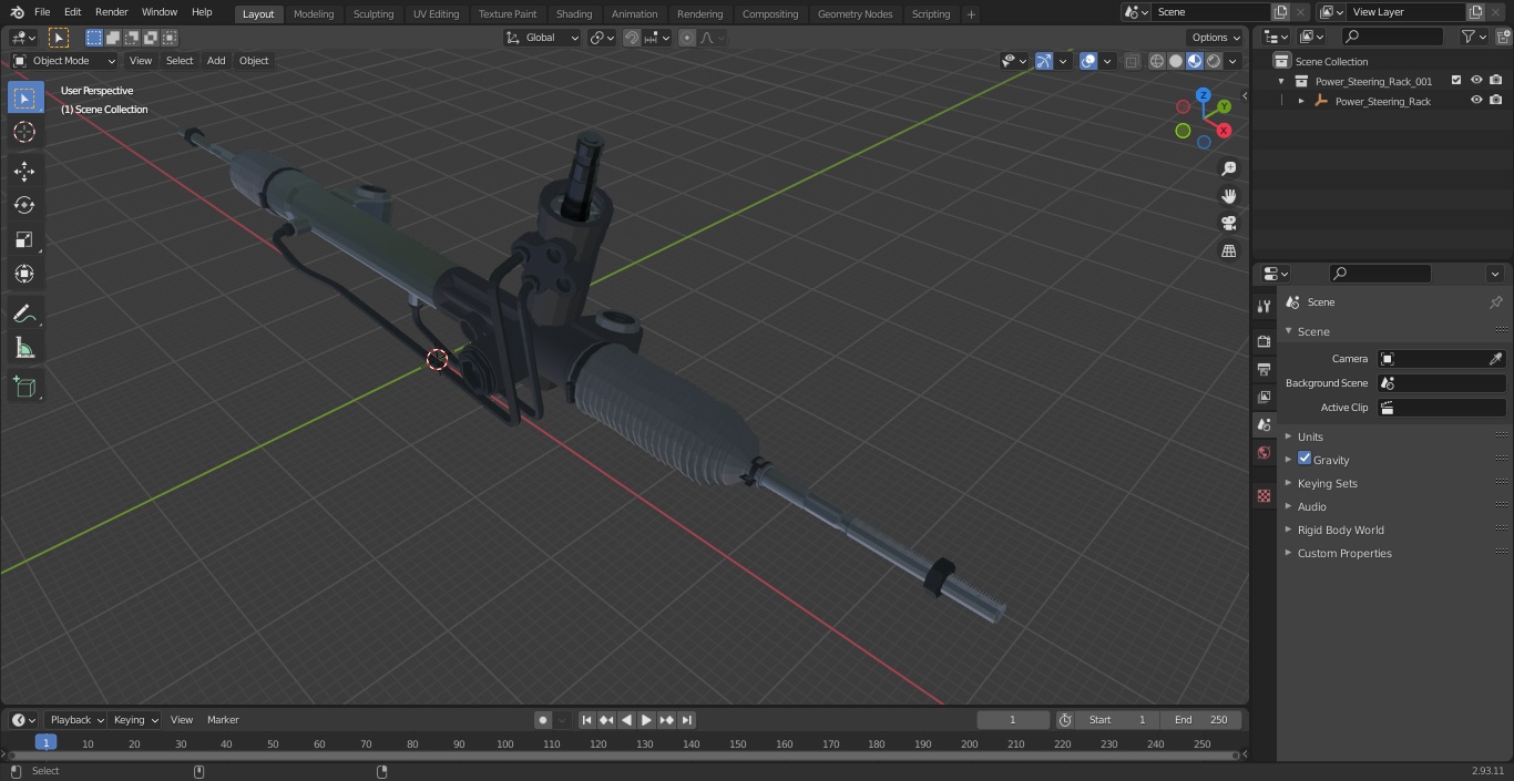 Power Steering Rack 3D model