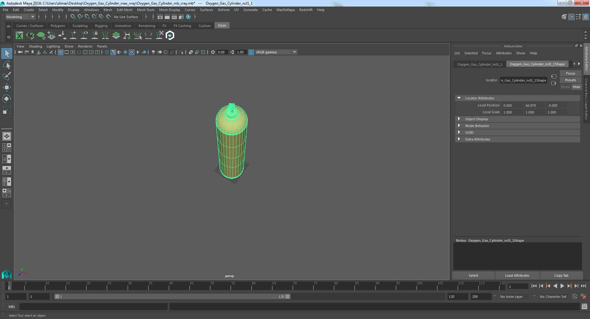 Oxygen Gas Cylinder 3D model