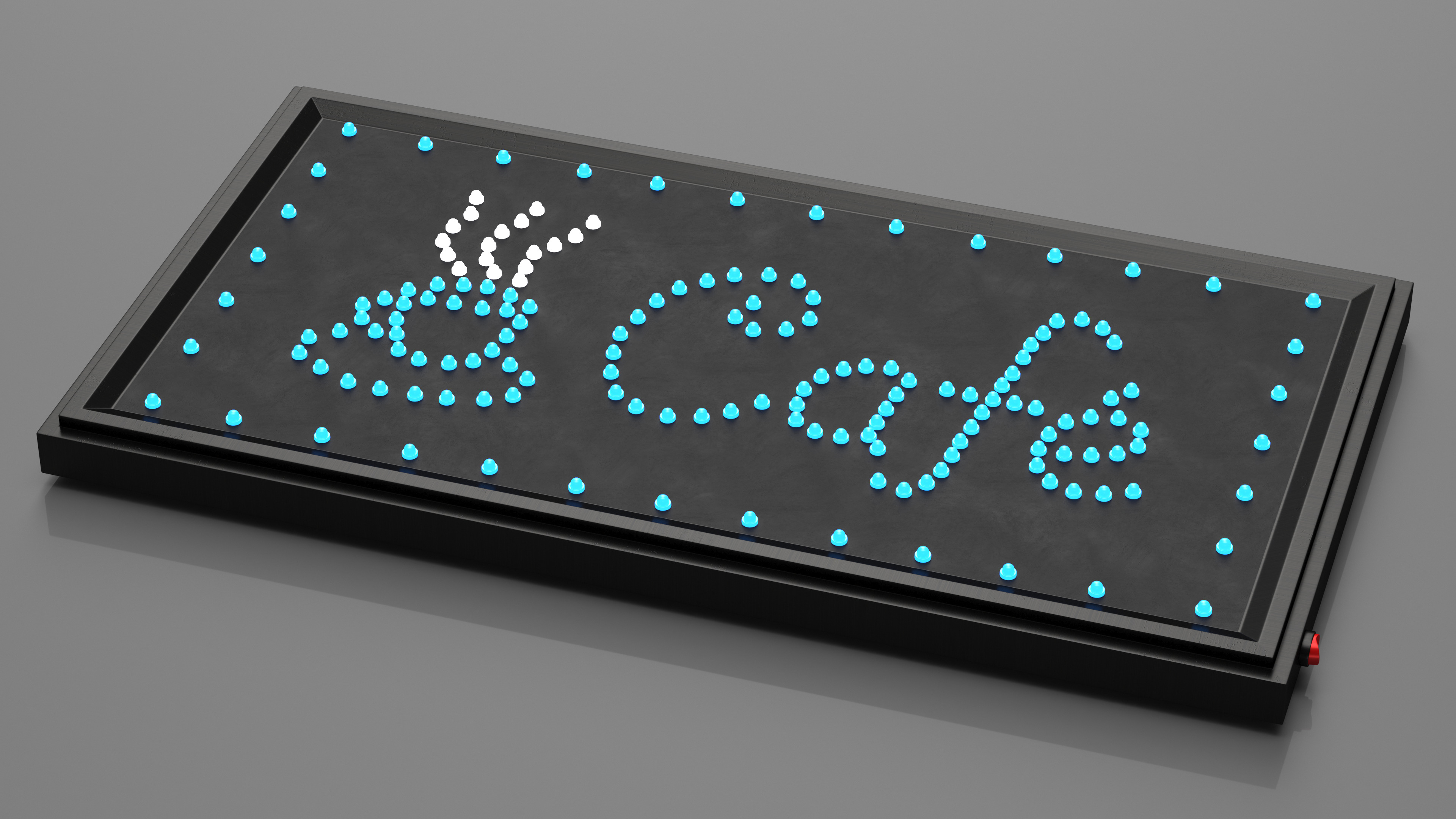 Cafe Sign Bright Blue LED Light ON 3D model