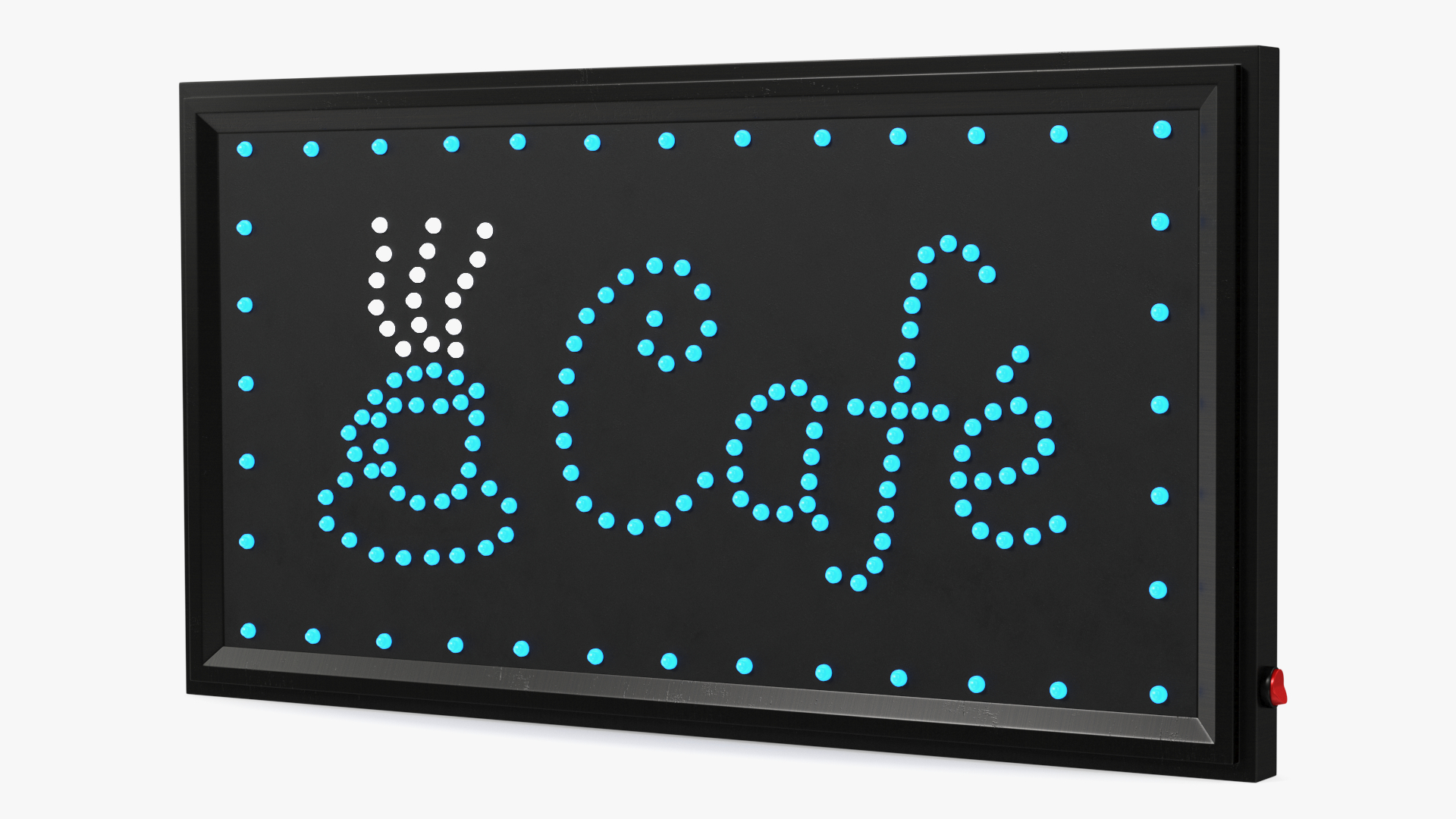Cafe Sign Bright Blue LED Light ON 3D model