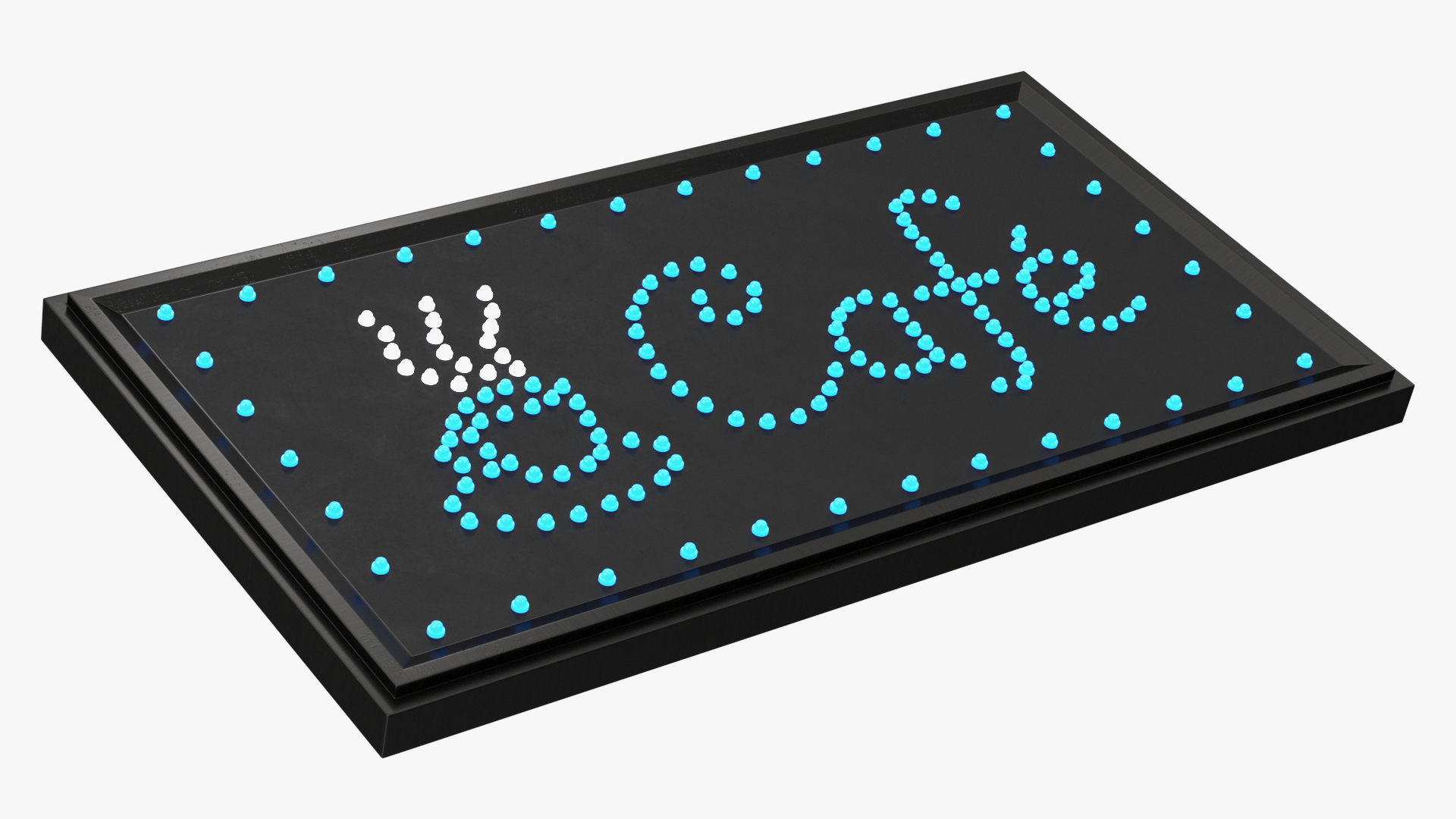 Cafe Sign Bright Blue LED Light ON 3D model