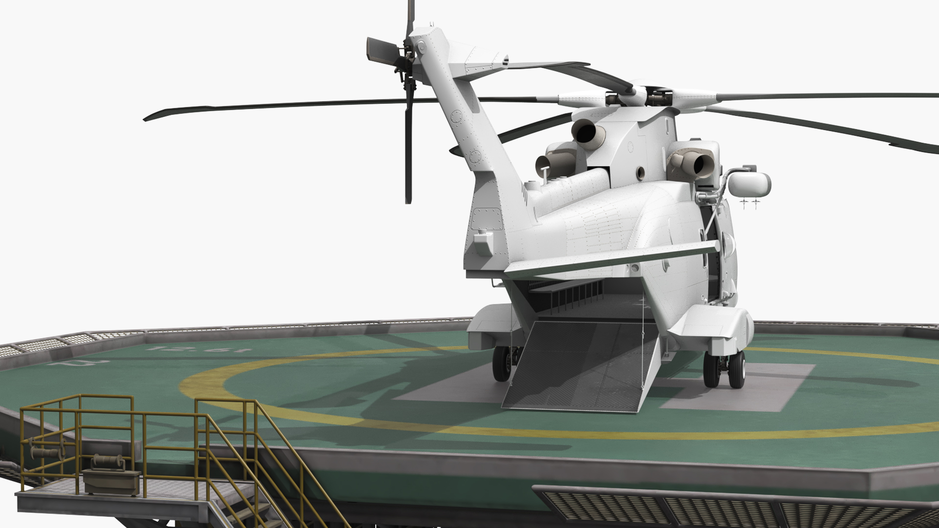 Marine Helipad Deck with Transport Helicopter - view 7