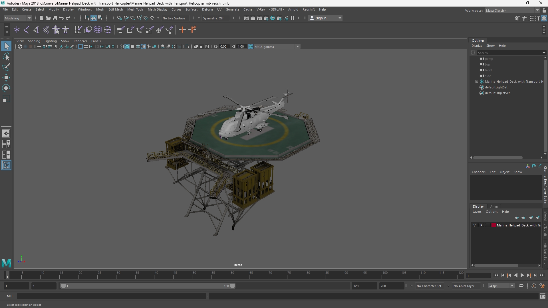 Marine Helipad Deck with Transport Helicopter - view 11