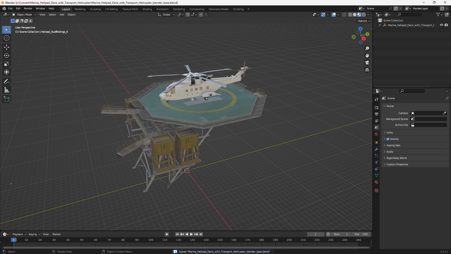 Marine Helipad Deck with Transport Helicopter - view 10