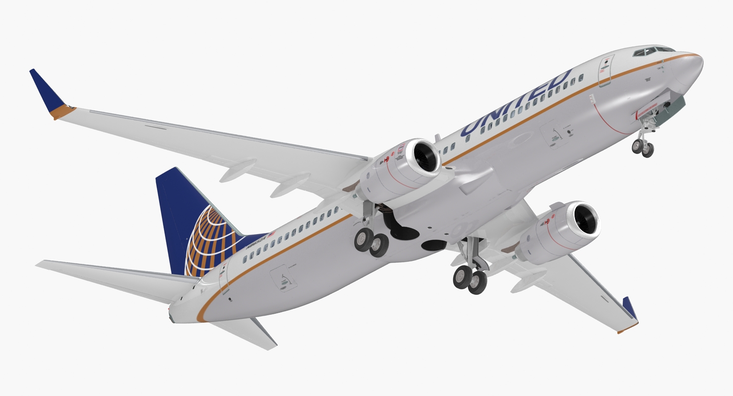 3D Boeing 737 800 with Interior United Airlines Rigged