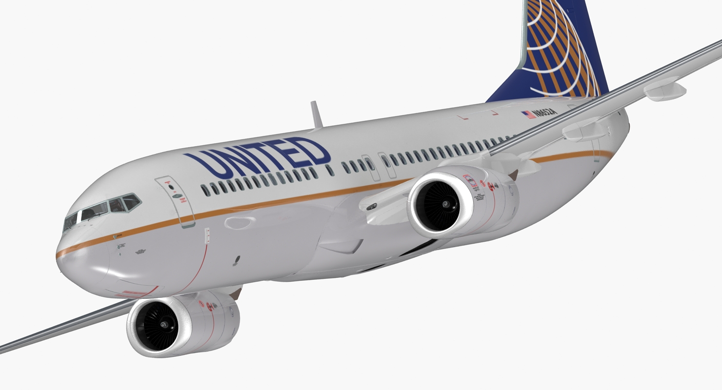 3D Boeing 737 800 with Interior United Airlines Rigged