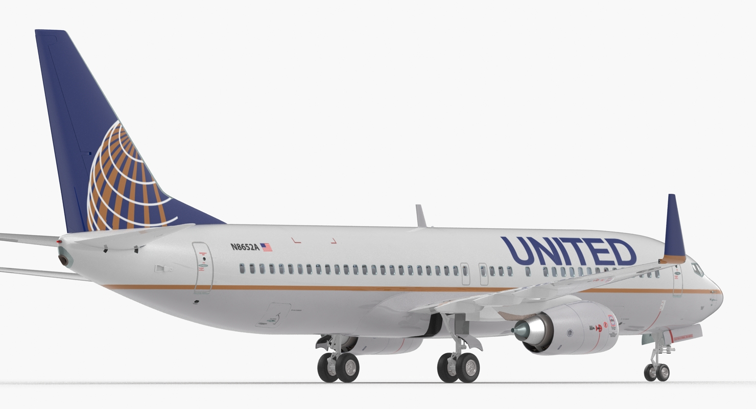 3D Boeing 737 800 with Interior United Airlines Rigged