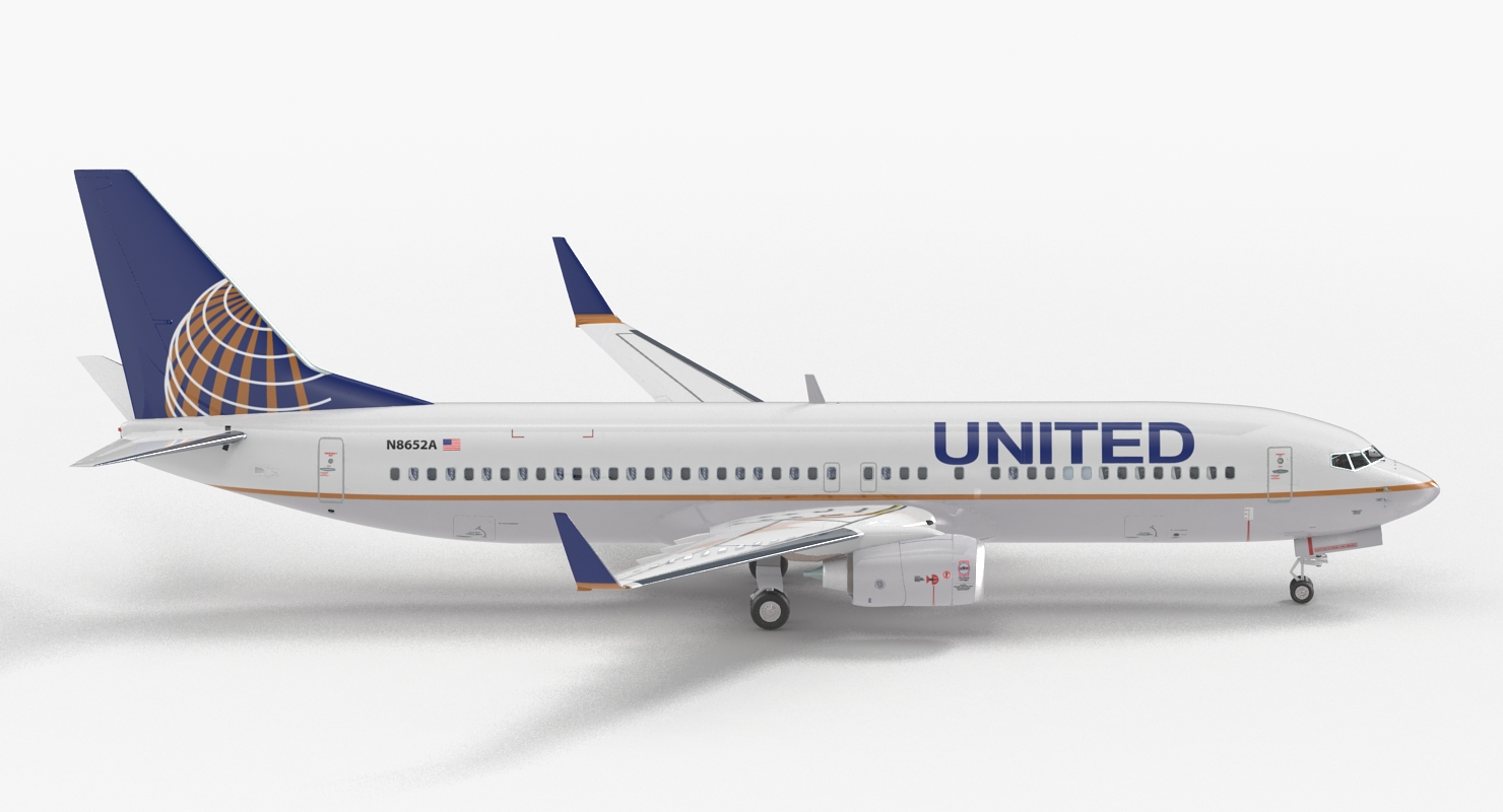 3D Boeing 737 800 with Interior United Airlines Rigged