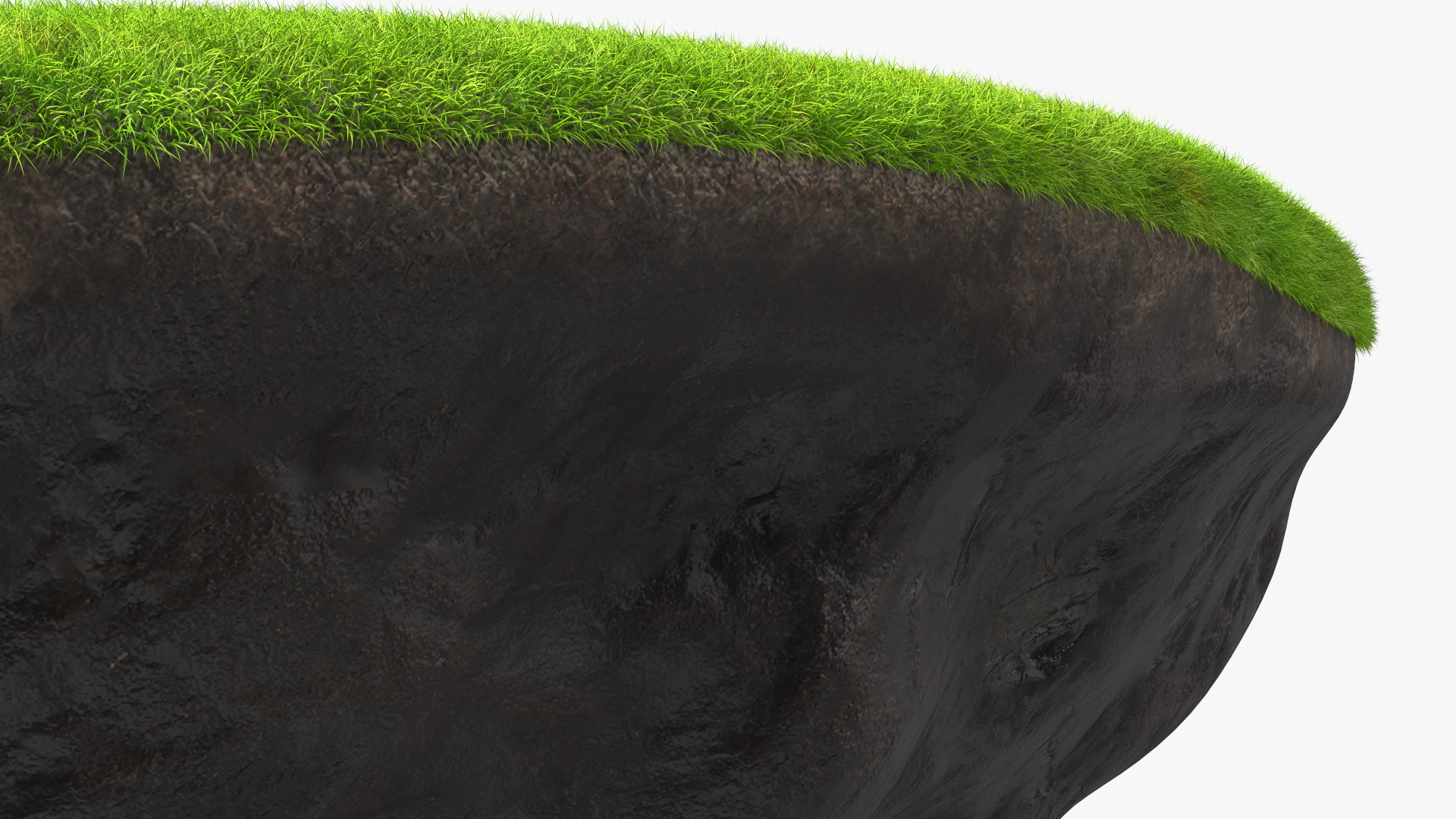 3D model Round Soil Ground Cross Section with Tree Fur