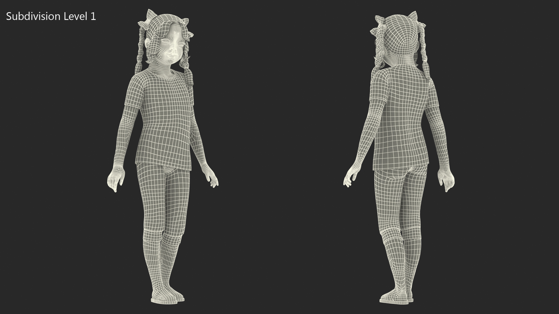 Asian Little Girl a Panda Costume Standing 3D