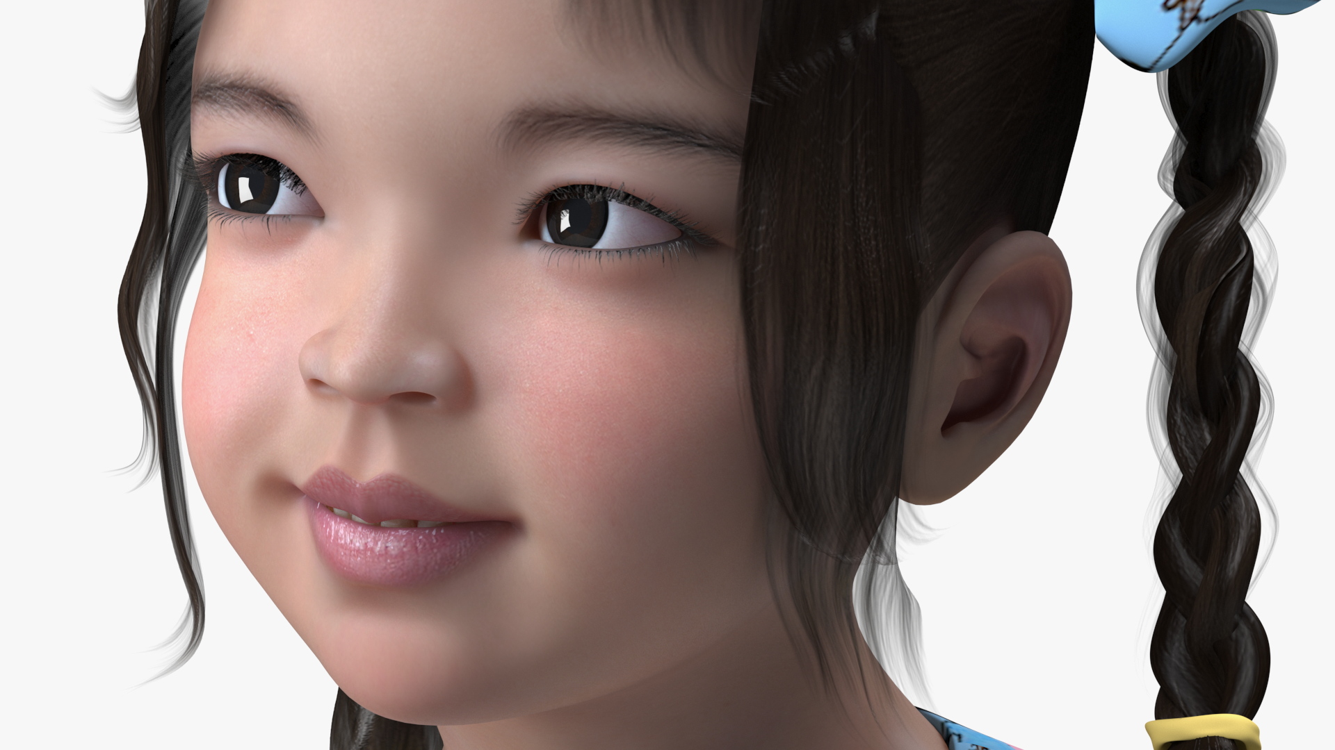Asian Little Girl a Panda Costume Standing 3D