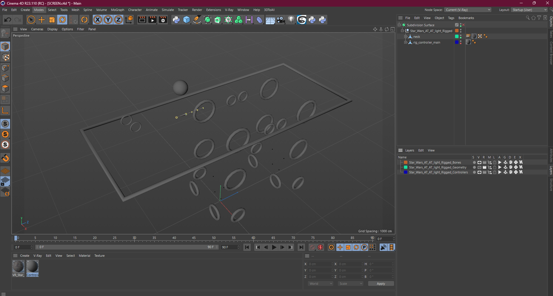 Star Wars AT AT Light Rigged for Cinema 4D 3D