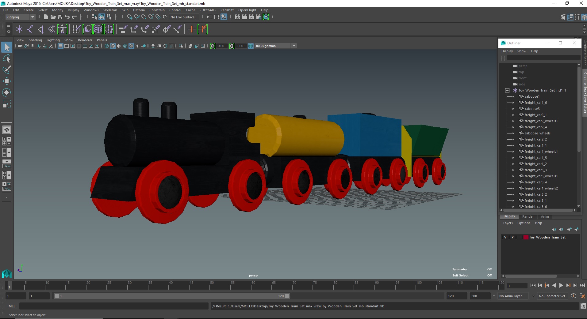 3D model Toy Wooden Train Set
