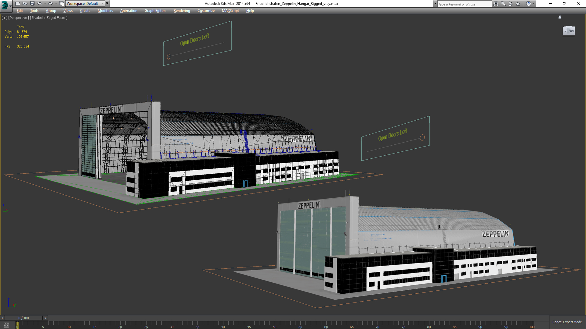 3D Friedrichshafen Zeppelin Hangar Rigged model