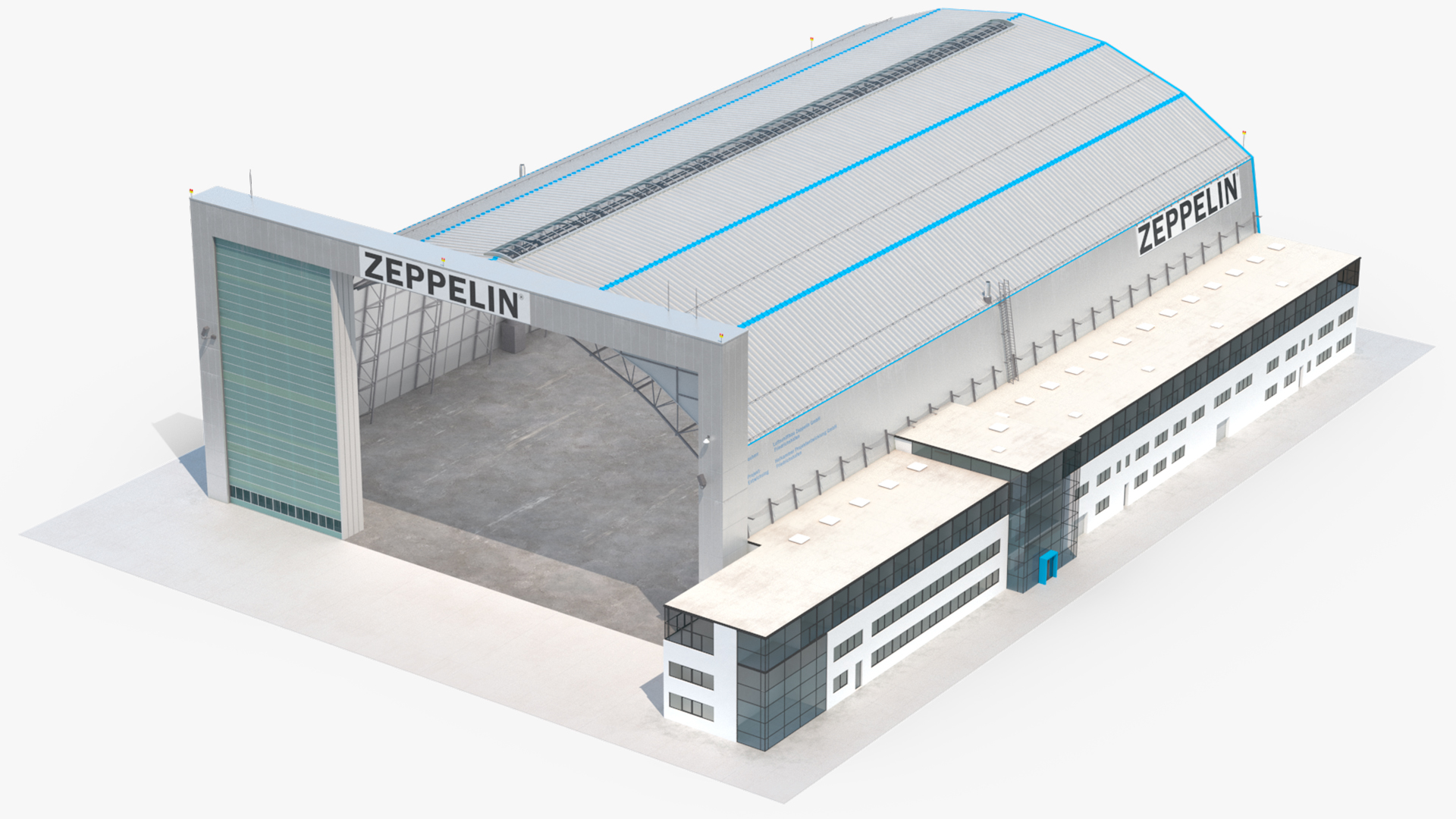 3D Friedrichshafen Zeppelin Hangar Rigged model