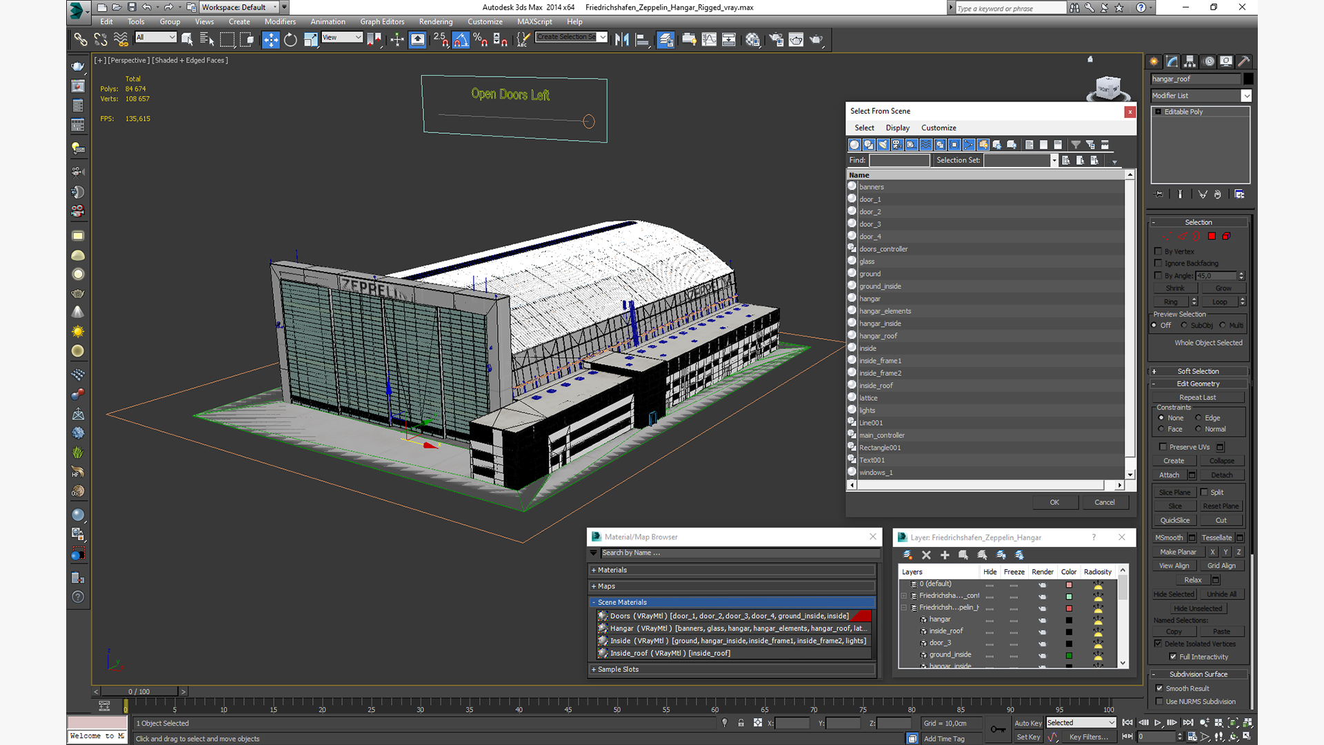 3D Friedrichshafen Zeppelin Hangar Rigged model