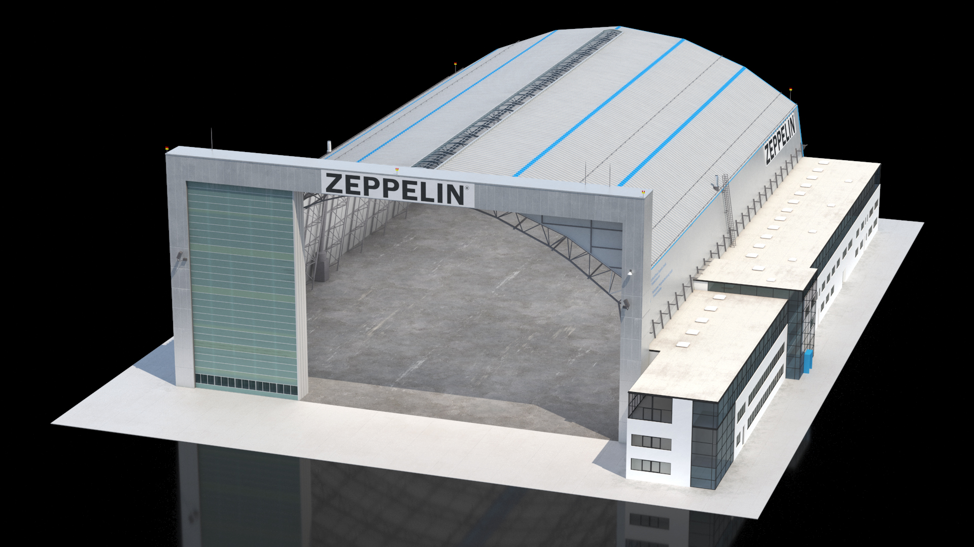 3D Friedrichshafen Zeppelin Hangar Rigged model