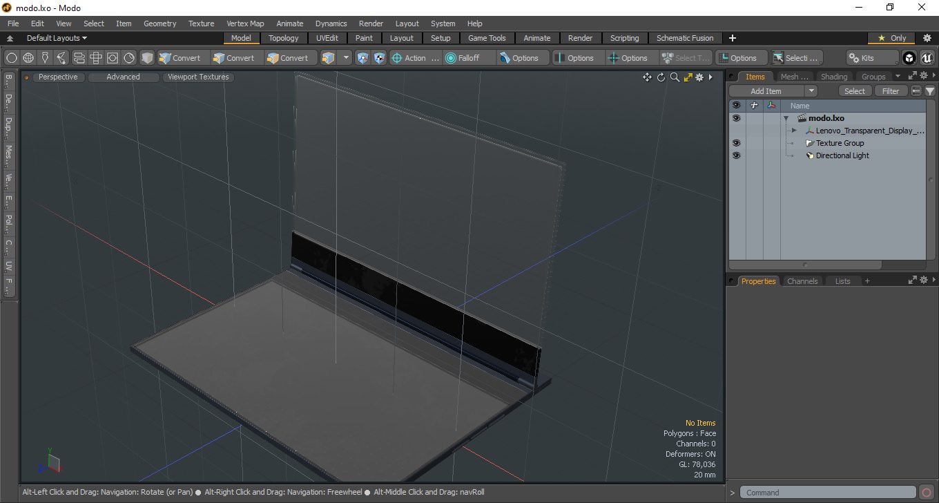 3D Lenovo Transparent Display Laptop model