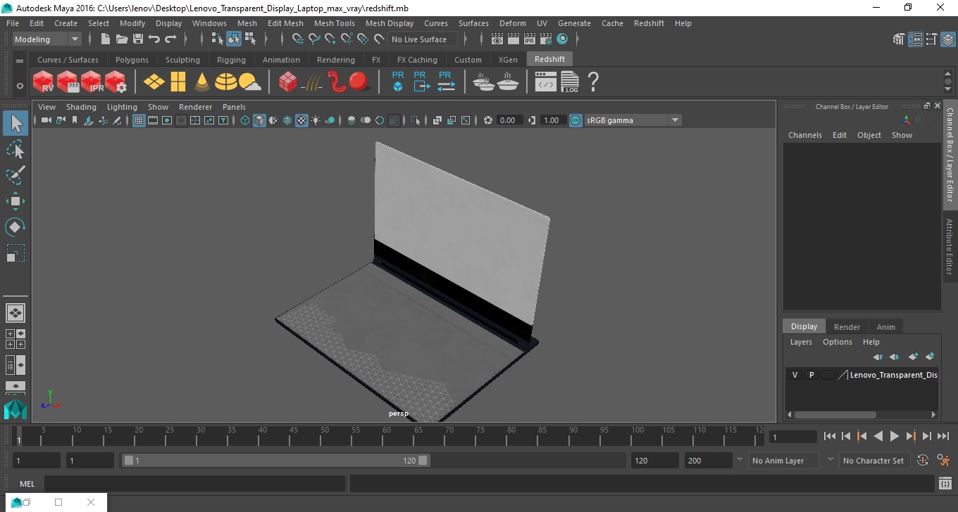 3D Lenovo Transparent Display Laptop model