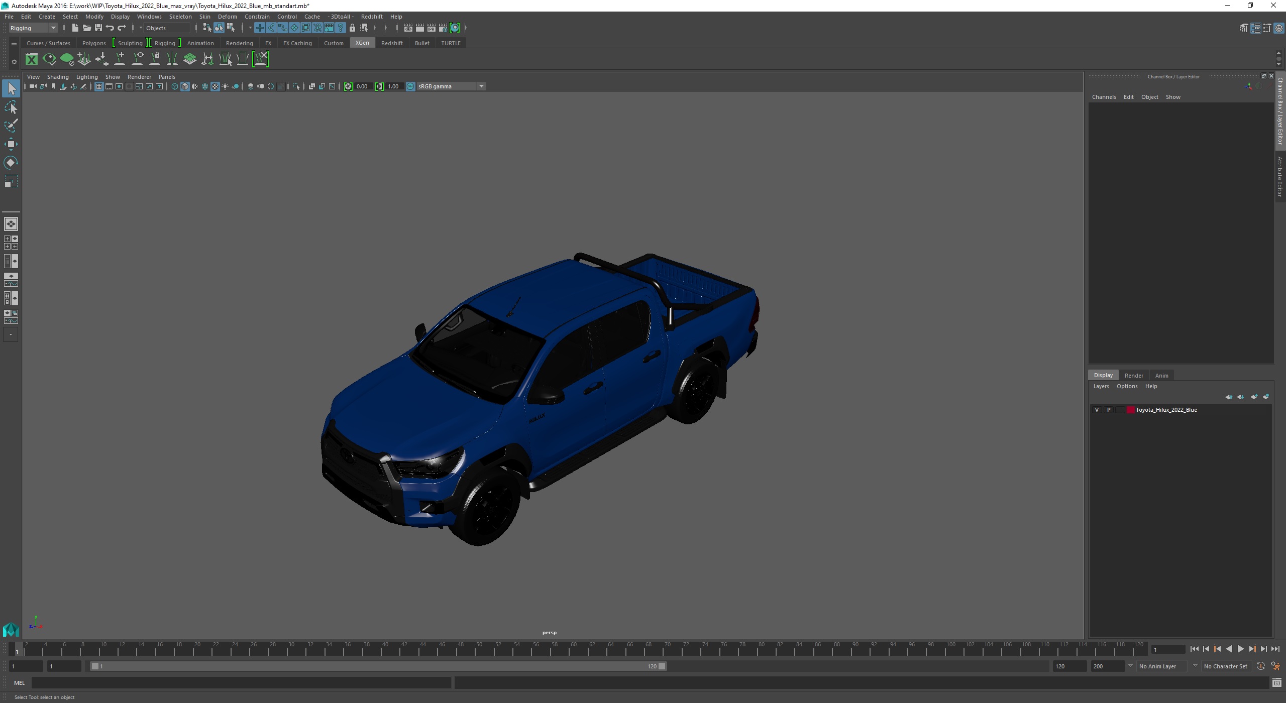 Toyota Hilux 2022 Blue 3D