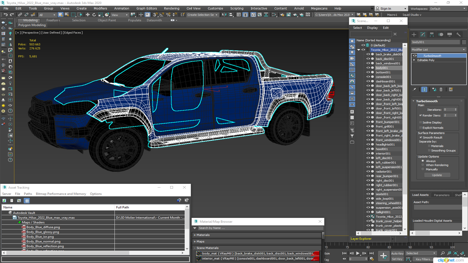Toyota Hilux 2022 Blue 3D