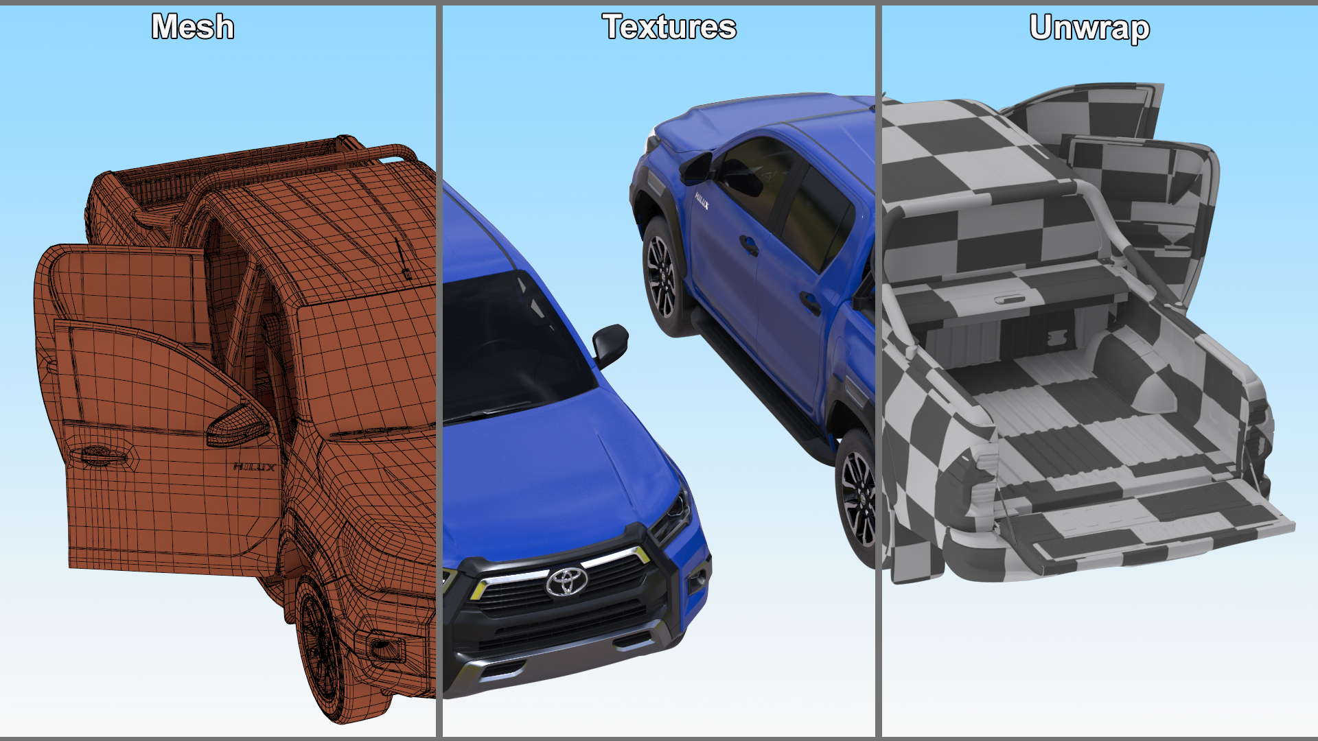 Toyota Hilux 2022 Blue 3D