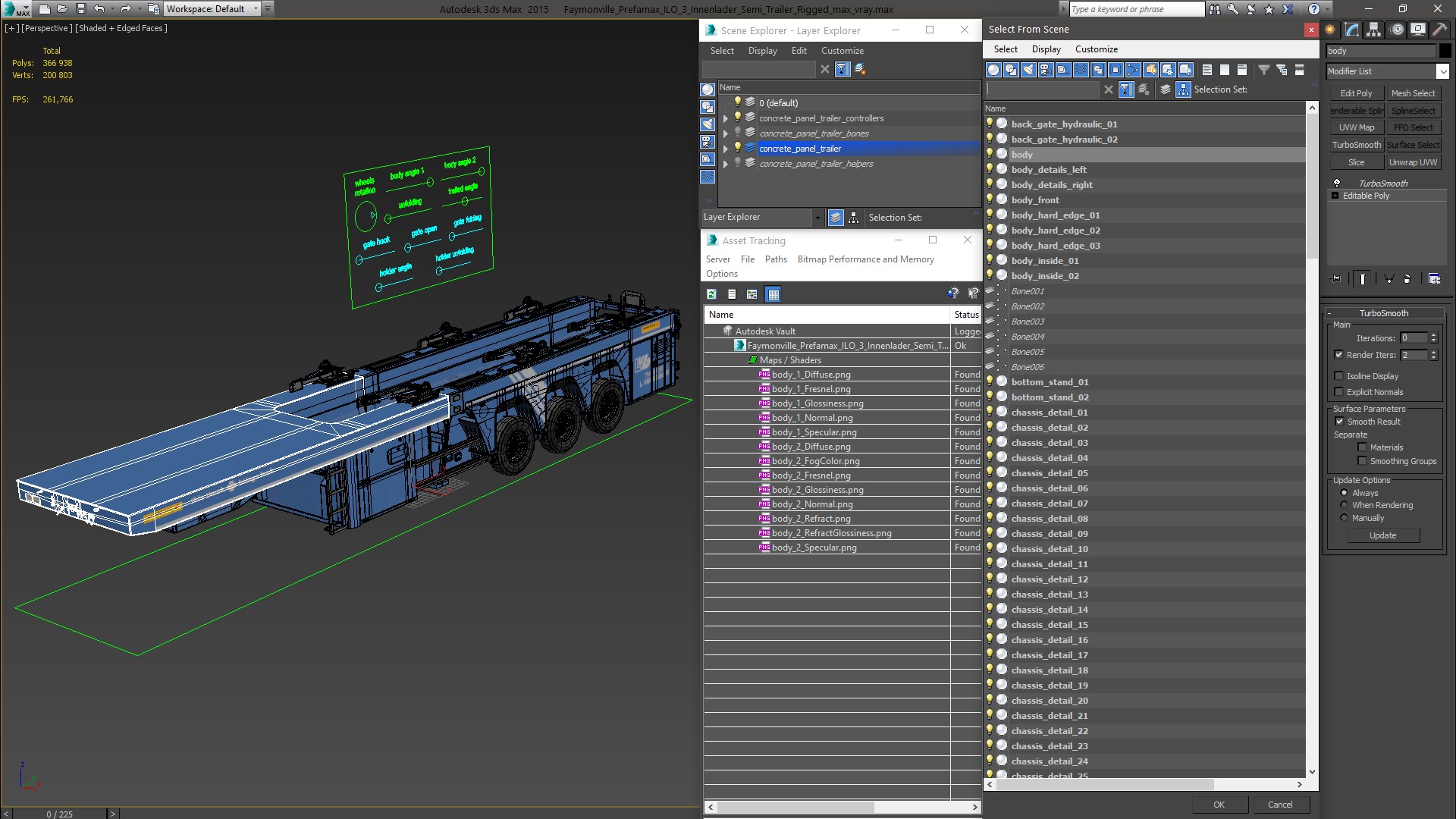 Faymonville Prefamax ILO 3 Innenlader Semi Trailer Rigged 3D