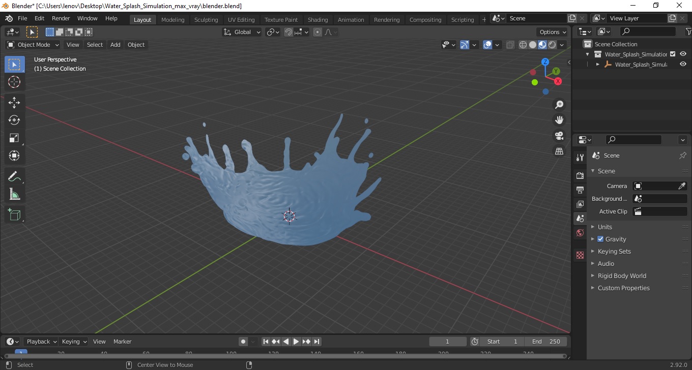 3D Water Splash Simulation model