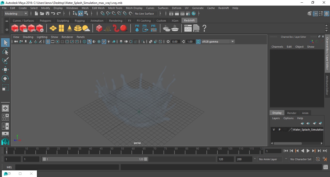 3D Water Splash Simulation model