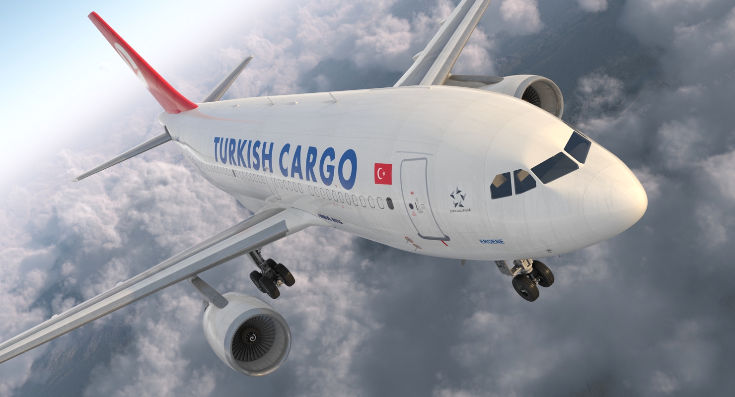 Airbus A310 300F Cargo Aircraft Turkish Cargo Rigged 3D