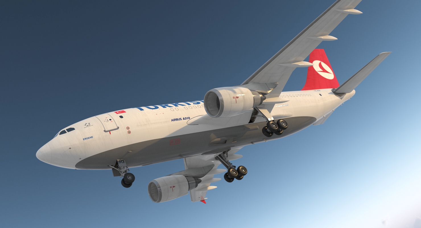 Airbus A310 300F Cargo Aircraft Turkish Cargo Rigged 3D