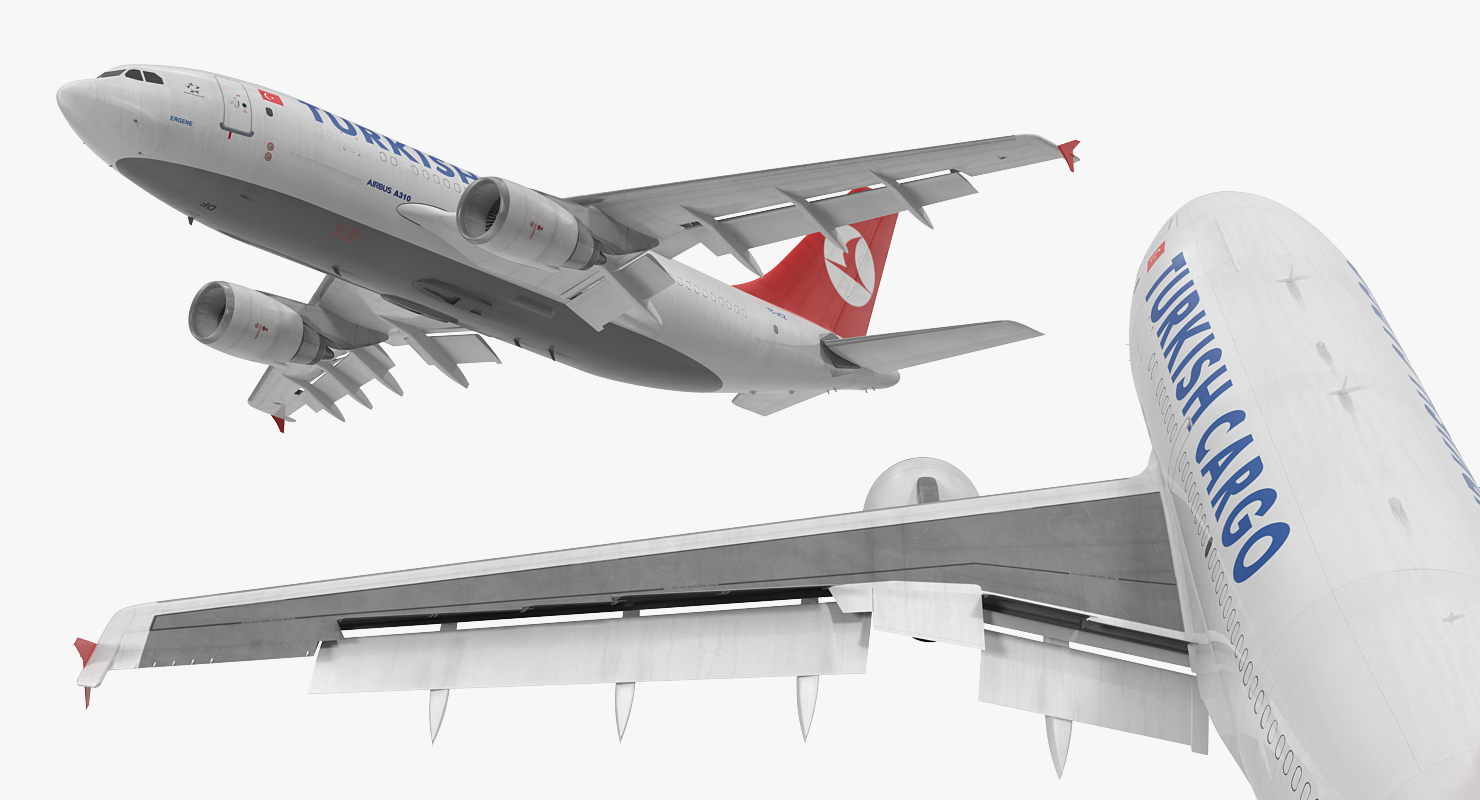 Airbus A310 300F Cargo Aircraft Turkish Cargo Rigged 3D