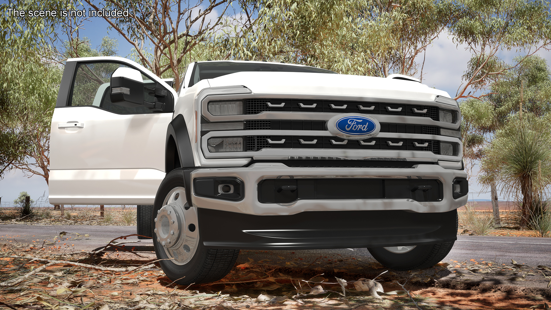 Ford Super Duty F-550 2023 Bare Chassis White Rigged 3D