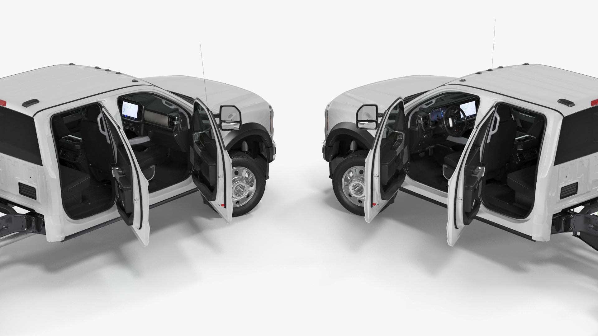 Ford Super Duty F-550 2023 Bare Chassis White Rigged 3D