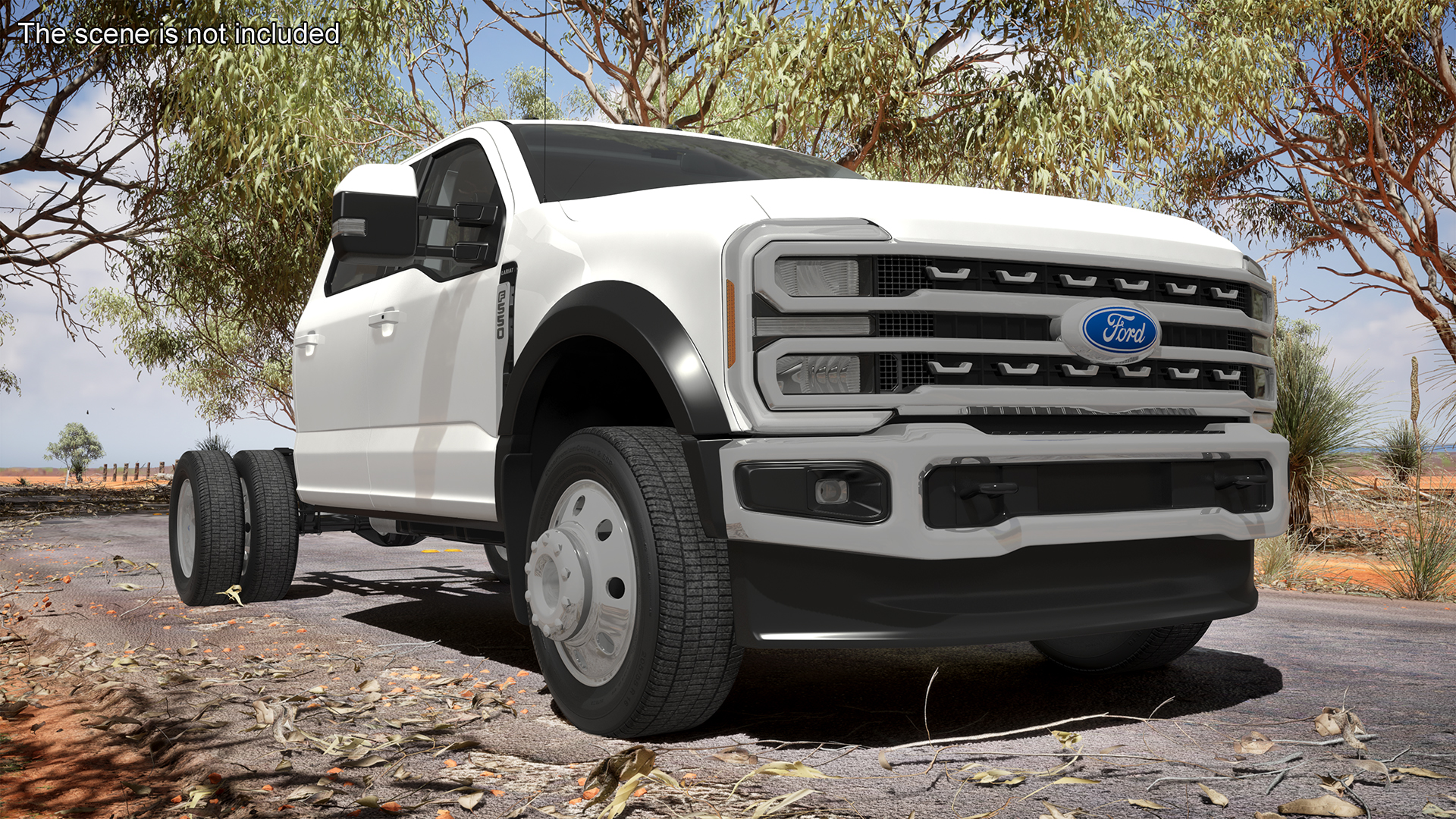 Ford Super Duty F-550 2023 Bare Chassis White Rigged 3D