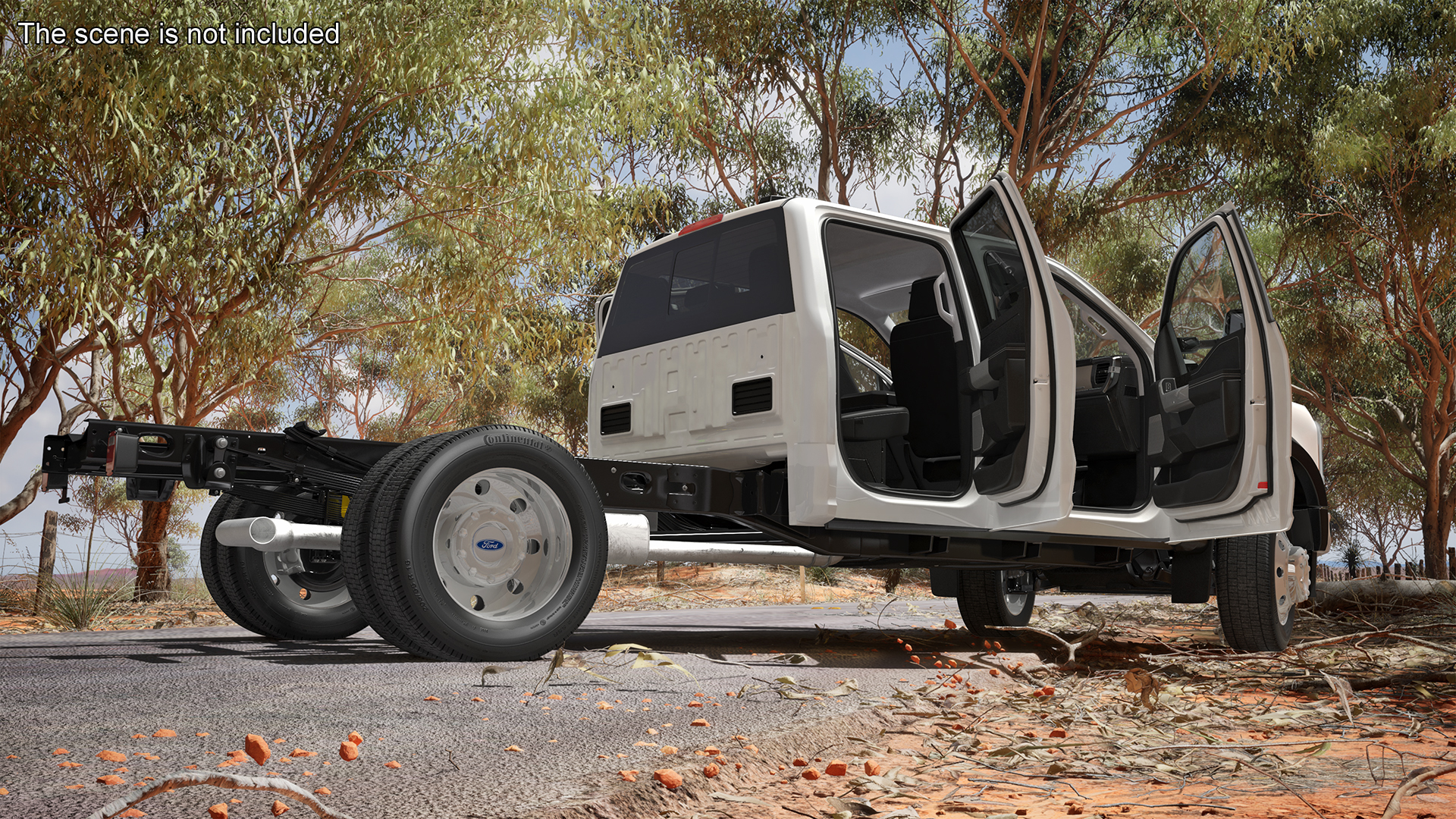 Ford Super Duty F-550 2023 Bare Chassis White Rigged 3D