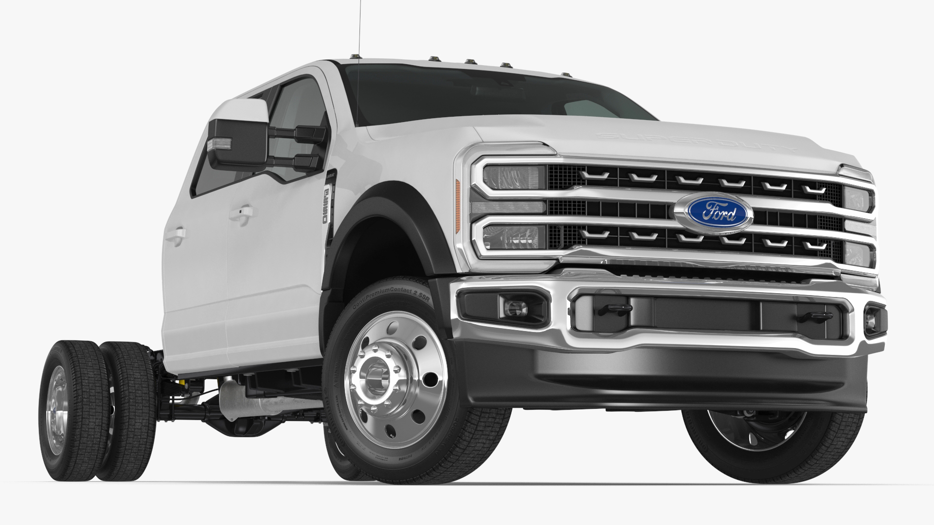 Ford Super Duty F-550 2023 Bare Chassis White Rigged 3D