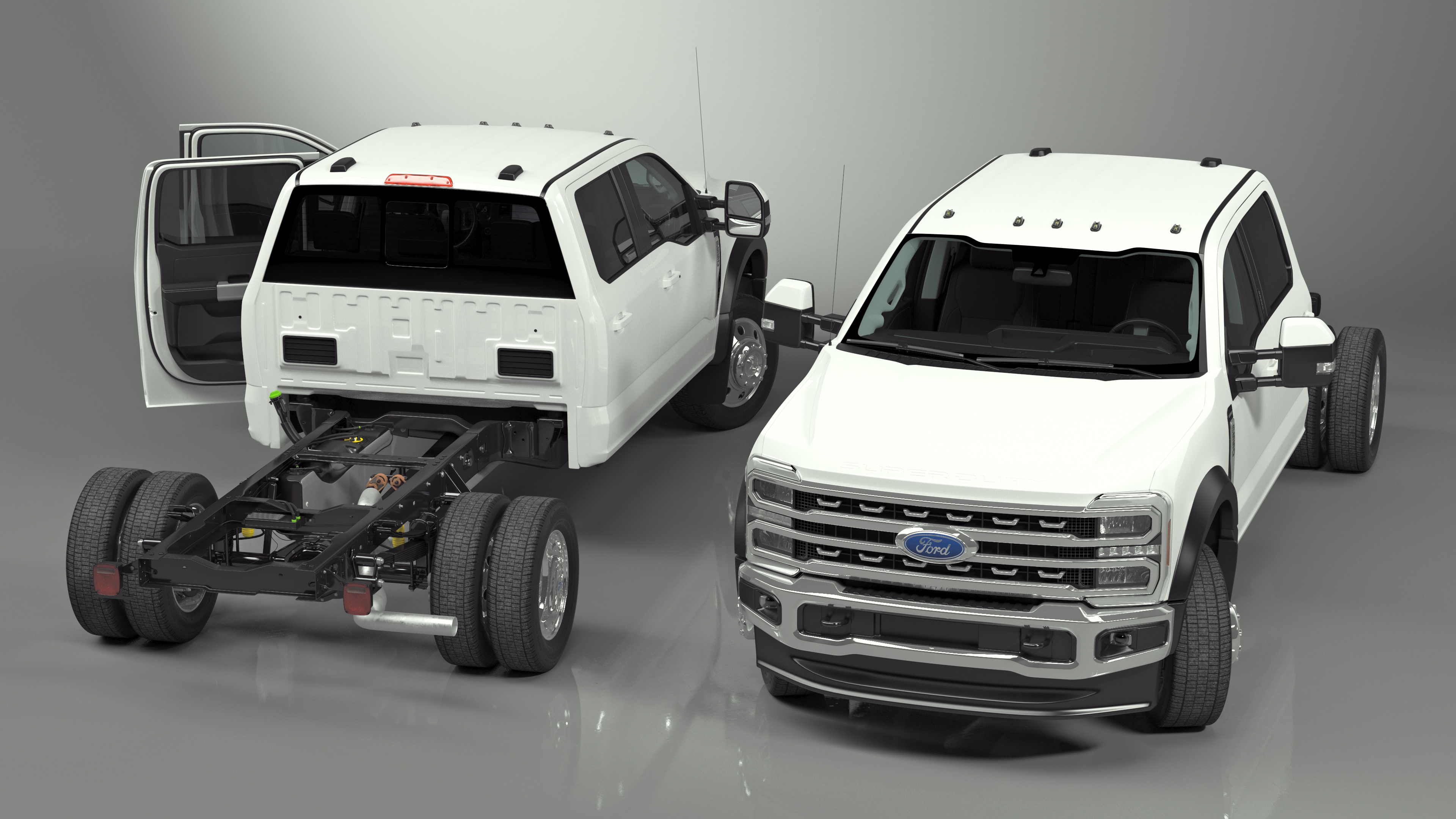Ford Super Duty F-550 2023 Bare Chassis White Rigged 3D