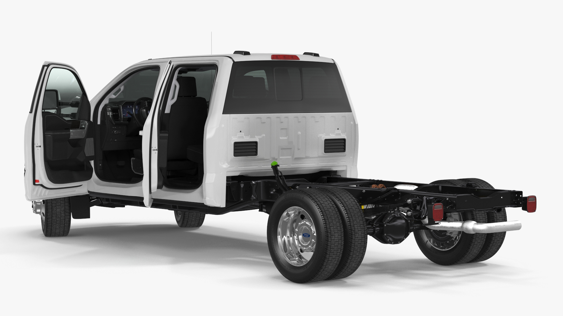 Ford Super Duty F-550 2023 Bare Chassis White Rigged 3D