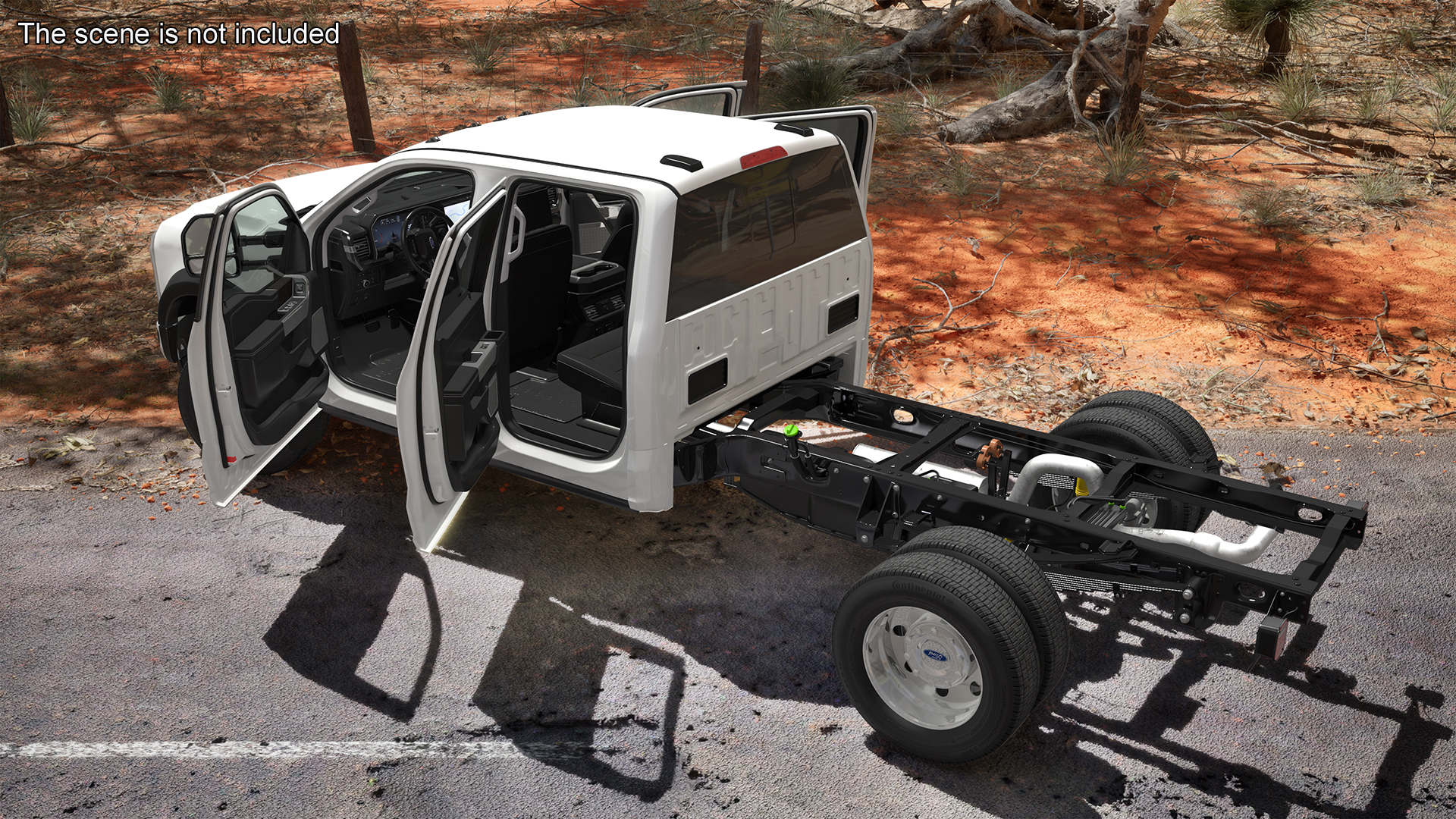 Ford Super Duty F-550 2023 Bare Chassis White Rigged 3D