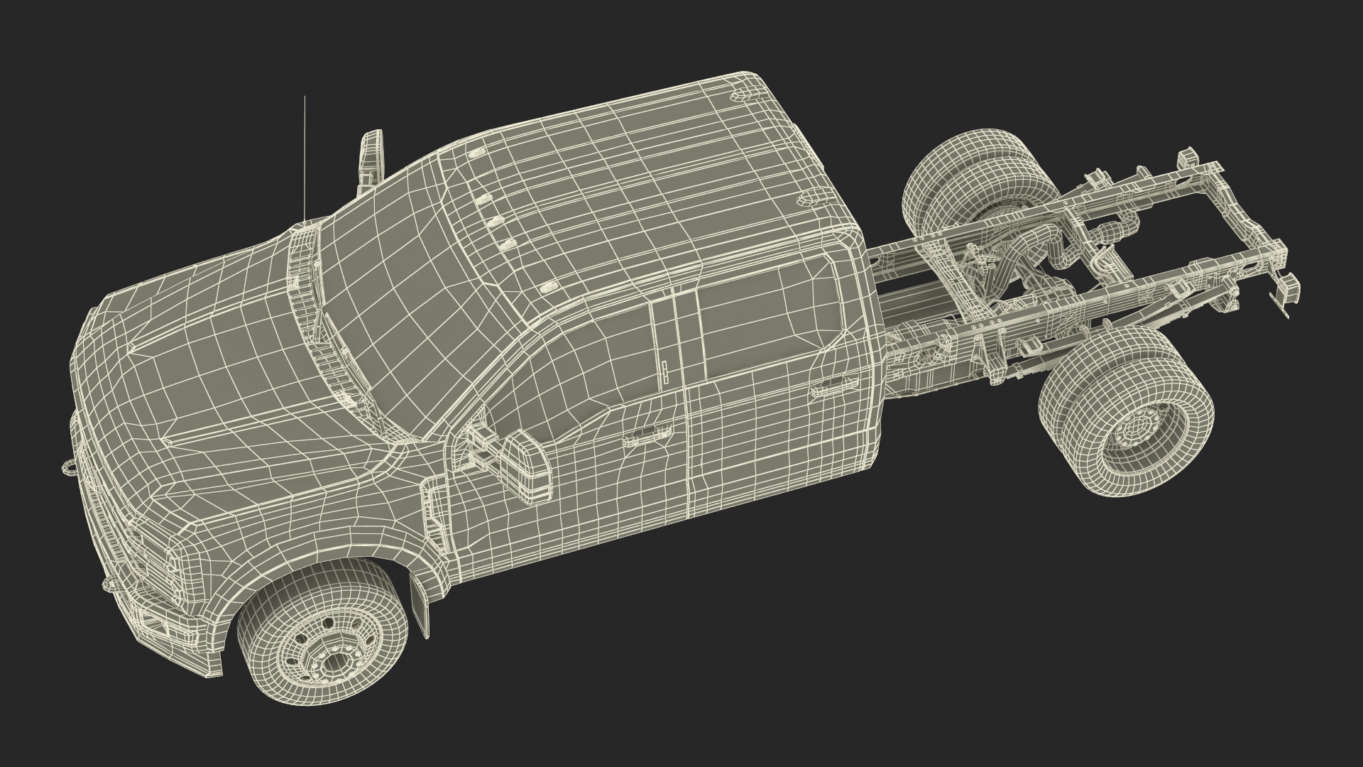 Ford Super Duty F-550 2023 Bare Chassis White Rigged 3D