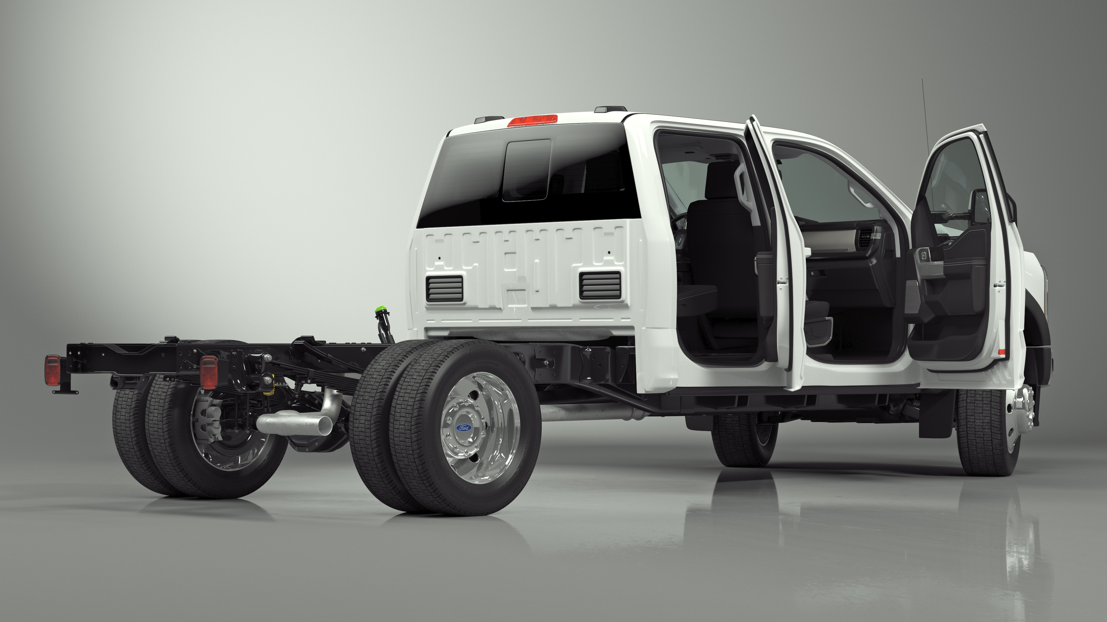 Ford Super Duty F-550 2023 Bare Chassis White Rigged 3D